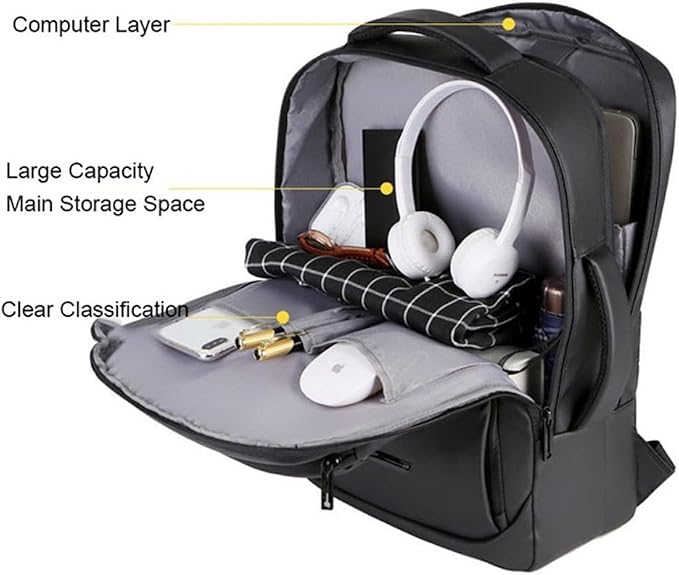Laptop Backpack, Business Anti Theft Slim Sturdy Laptops Backpack with USB Charging Port, Water Resistant Travel Backpack Computer Bag Gifts for Men & Women Fits 15.6 Inch Notebook-Black - Image 3