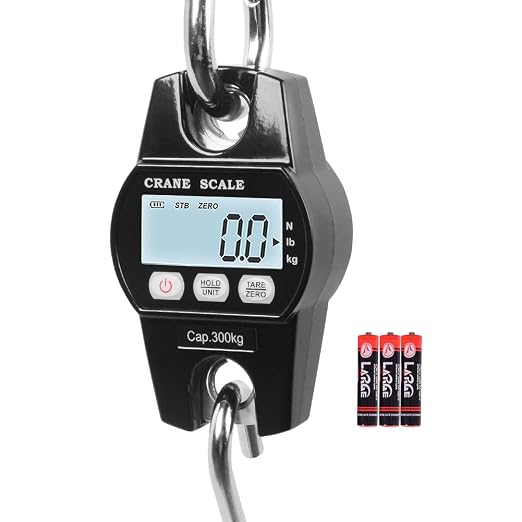 Fuzion Hanging Scale 660LB - Heavy Duty Crane Scale with Aluminum Body | Stainless Steel Hook, Hold/Tare Function, Large Display, Digital Hanging Scales for Weighing Animals, Hays, Fish, Luggage by Fuzion%C2%AE