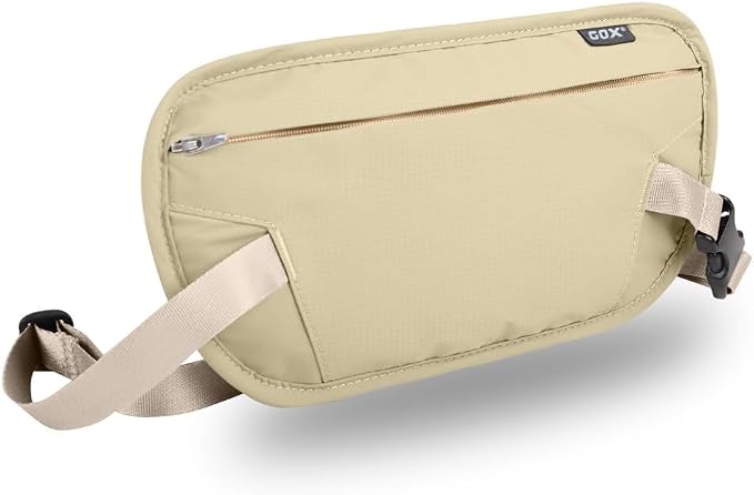 GOX Money Belt for Men Travel, Anti-Theft Hidden Waist Pack, RFID Secure Travel Belt for Men, Ultra-Thin Under-Clothes Passport Wallet with Documentry Safety & Money Holder (Lemon) by GOX