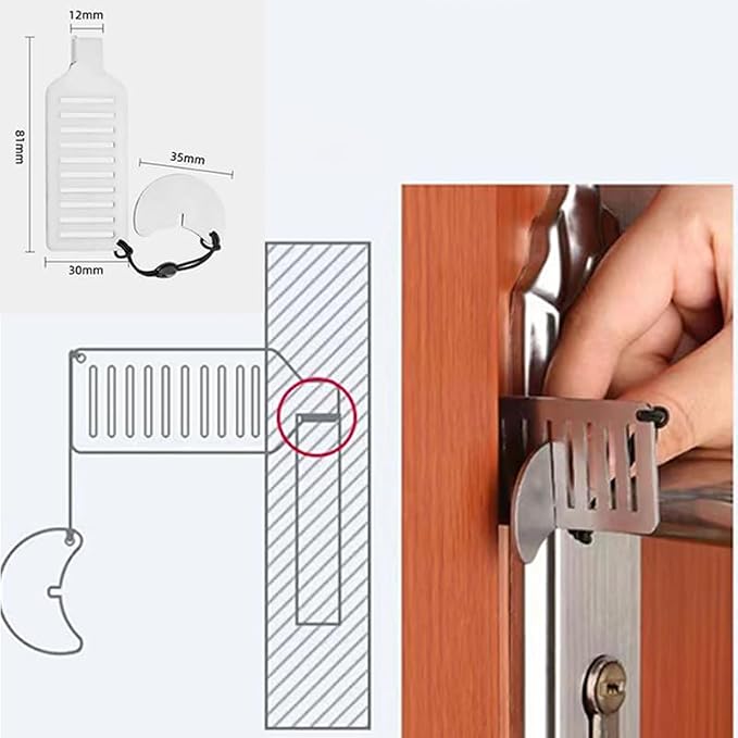 Ximimark 2pc Portable Door Lock - Punch-Free Security Latch for Home, Hotel, and Travel - Anti-Theft Safety Latch for Doors - Image 7