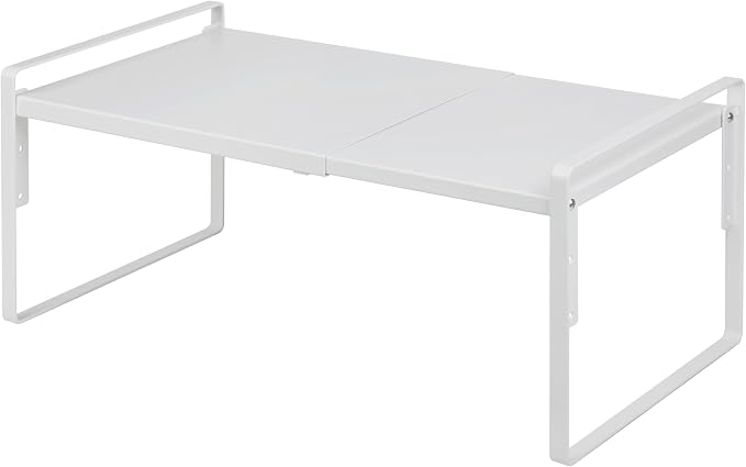 Nxconsu Cabinet Shelf Riser, Adjustable Cabinet Organizer, 12" Deep White | Heavy-Duty Metal Expandable Shelf Holds 50 lb with 3 Height Levels for Kitchen Cabinet Cupboard Pantry Dish Mug by Nxconsu