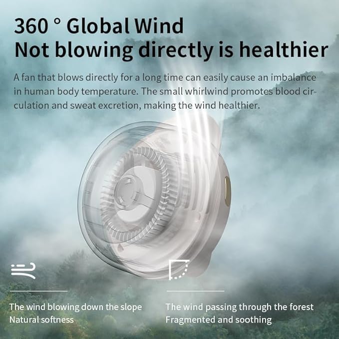 Feitenn Mini Clip Fan, Portable Bladeless Fan with 360° Rotation, 3-Speed Rechargeable Waist Fan, Silent Neck Fans Personal Cooling Fan for Shirt, Bag, Office, Travel and Outdoor Use, Green - Image 4