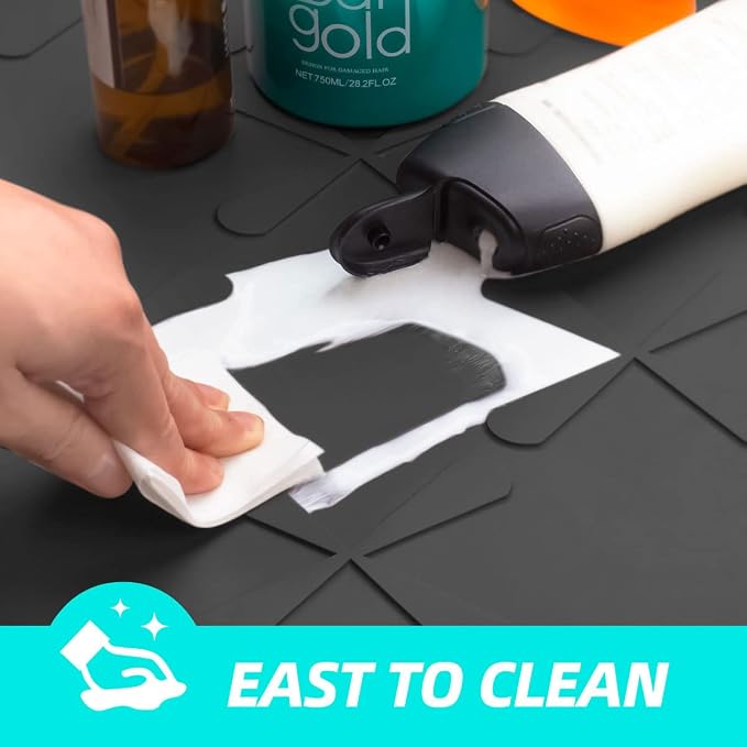 Waterproof Under Sink Mat 22" x 22" Silicone Mat Cabinet Protector | Heavy Duty Kitchen Cabinet Liner, Easy Press Drain, Home Essentials for Pet Feeding, Boots, Bathroom, Organizers & Storage - Image 6