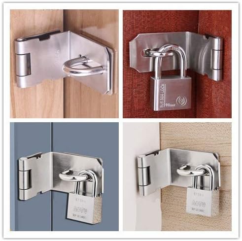 90 Degree 4 Inch Right Angle Padlock Hasp, Stainless Steel Safety Door Latches, Solid Gate Latches,Polished Finish 2 Pack - Image 5