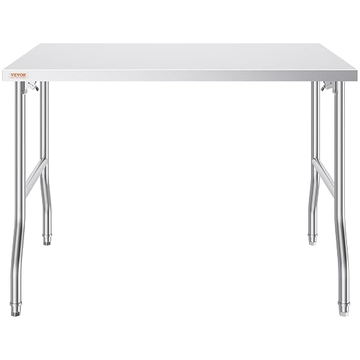 VEVOR Stainless Steel Foldable Work Table, 48 * 30 Inch Heavy Duty Food Outdoor Stainless Steel Worktable for Commercial Kitchen Restaurant - Image 10
