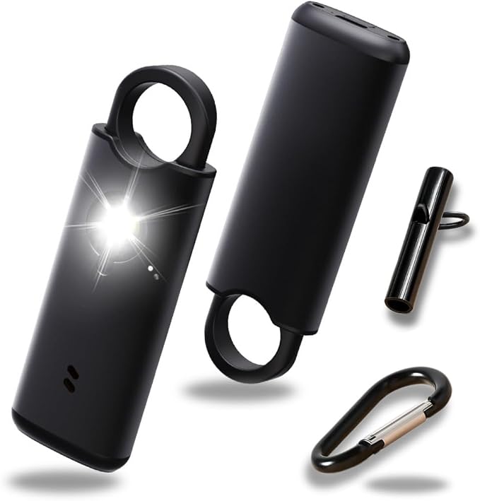 VOLTEK Metal Personal Alarm for Women (Black) – 140dB Self Defense Safety Alarm Keychain, USB-C Rechargeable Emergency Alarm with Door & Window Sensor Mode by VOLTEK