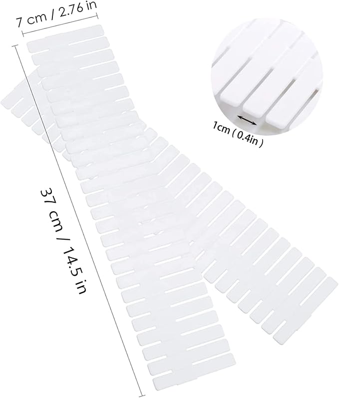 24Pcs Drawer Dividers, Adjustable Drawer Organizer for Socks, White | For Tidying Cutlery, Makeup, Clothes and Dresses in Drawers, Desks and Storage Boxes for Kitchen, Bathroom, Bedroom & Office - Image 5
