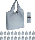 Aricsen 15x4.5x15 Inch Grey Reusable Shopping Bags with Handles, 20 Pack | Polyster Fabric Cloth Grocery Bags, Foldable Pocket Tote, Xlarge, Durable, Machine Washable, for grocery, storage, gifts by Aricsen