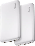 Miady 2-Pack Portable Charger, Slim 10000mAh Power Bank Travel Battery Pack | Dual USB丨3 Outputs 2 Inputs丨for Backpack Travel Camping丨Slim丨Compatible with iPhone Android etc丨Flight-Safe丨37Wh丨White+White by Miady