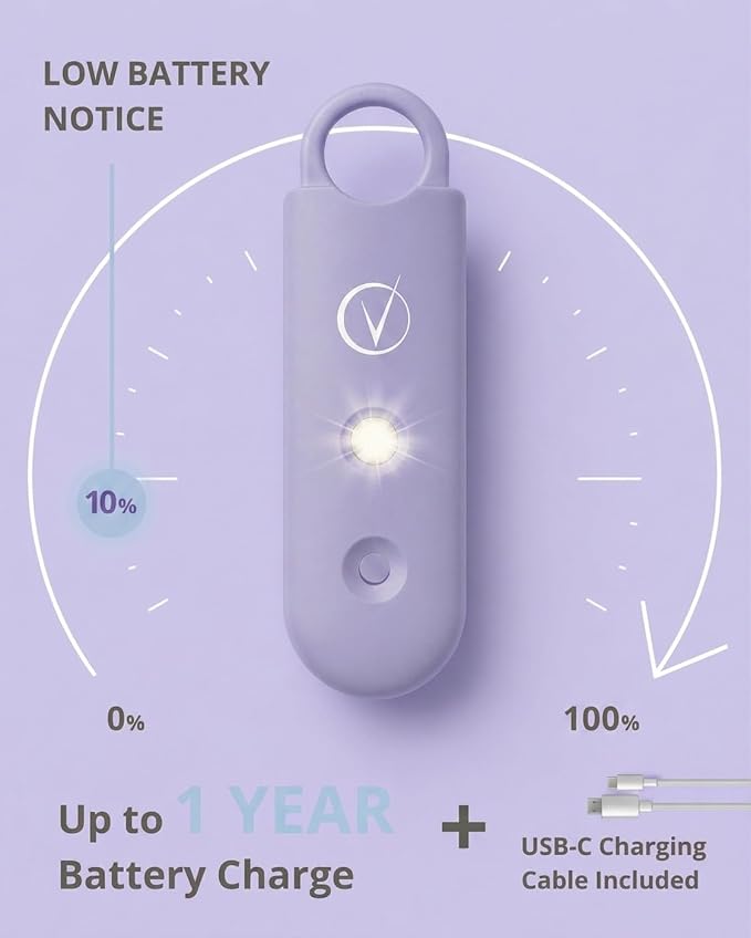 Vantamo Personal Alarm for Self Defense with Low Battery Notice, Strobe Light & Extra Loud 130 dB Double Speakers Safety Keychain Set for Women, Rechargeable Panic Button for Womens Self Defense - Image 5