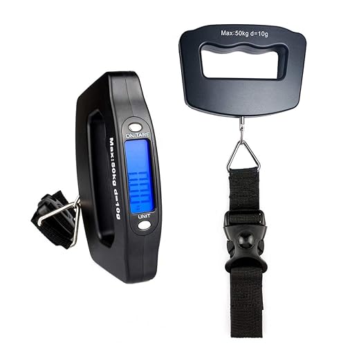 Handheld Digital Luggage Scale with Grip for Travel Portable Electronic Weighing Suitcase and Bag 110Lb/50kg Black by Unknown