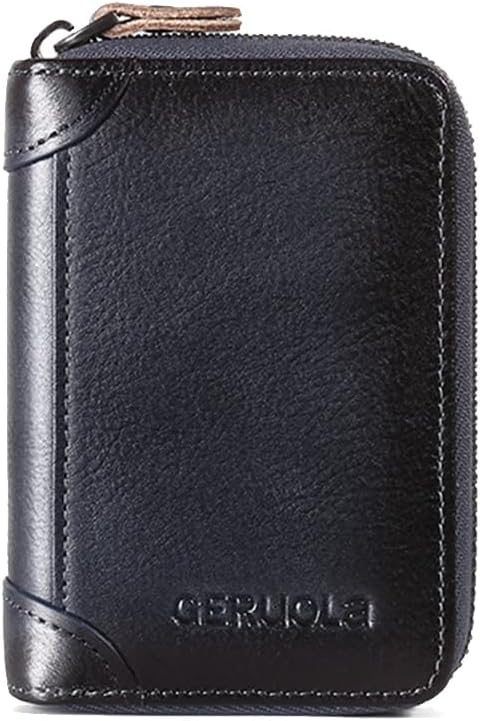 Card Bag Cowhide Wallet Men Coin Purse RFID Blocking Card Case Portable Card Holder Coin Bag Pouch with 12/20/30/45 Card Slots Blue B by PORRASSO