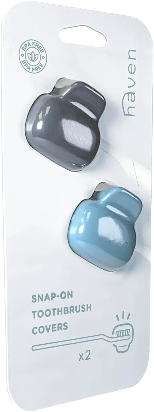 Haven Toothbrush Cover - Fits Most Adults' & Kids' Electric & Standard Toothbrushes - Pack of 2 - Blue & Charcoal Gray - Image 4