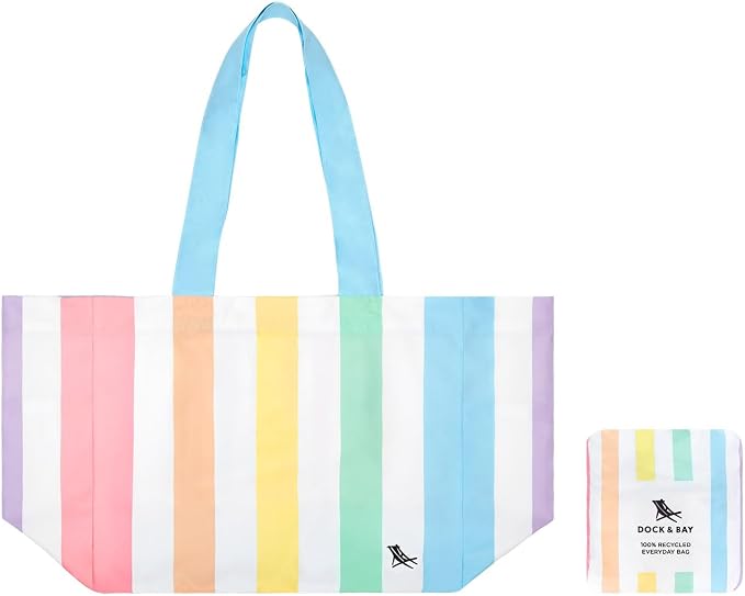 Dock & Bay Everyday Beach Tote Bag - Reusable Carrier Bag for Daily Use - Carries Up to 10kg - 100% Recycled Materials by DockBay