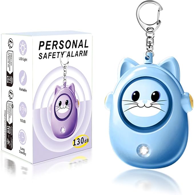 Personal Alarms for Women – 130dB Loud Siren, Safety Keychain with LED Light, Cute Cat Design Security Device for Women, Children, Elderly by SRTKBEU