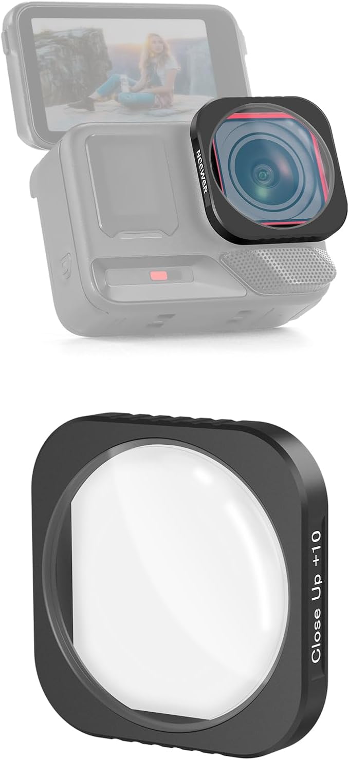 NEEWER 10X Macro Lens Compatible with Insta360 Ace Pro/Ace Pro 2, Action Camera Magnification Lens, Not Waterproof, NOT Compatible with Updated Version Redesigned Round Octagonal Lens Guard, LS-C40 by Neewer