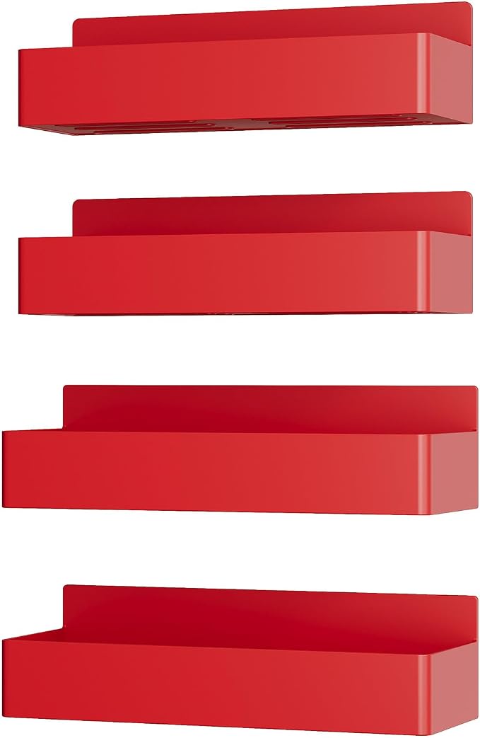 Mystozer Magnetic Spice Rack for Refrigerator, Kitchen Organizer and Storage Shelf, Red (4 Pack)… - Image 4