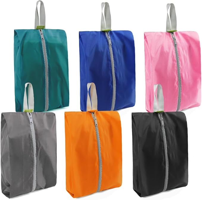 BeeGreen Colorful Dance Shoe Organizer Bags - 6 Pack with Zipper Closure and Handle, Portable Nylon Shoe Bags for Storage, Men's and Women's Travel Gifts by BeeGreen