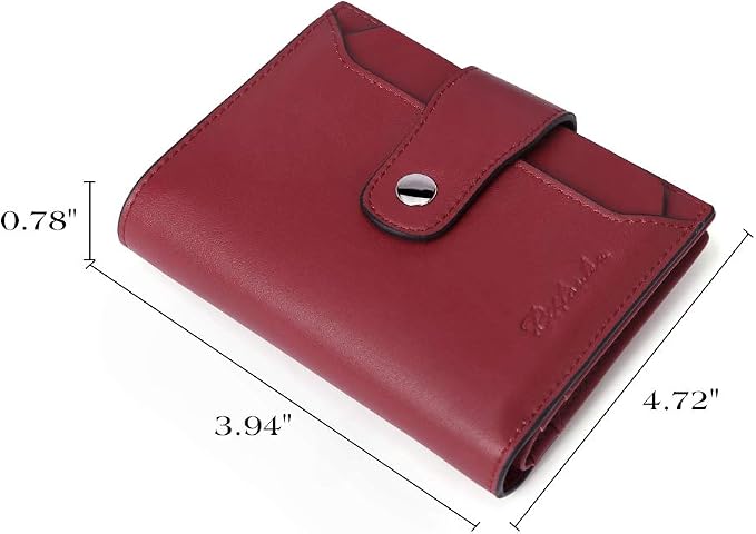 BOSTANTEN Leather Womens Wallet Small RFID Blocking Credit Card Holder | Removable ID Window, Zipper Coin Pocket, Bifold, Minimalist, Fits Small Purses, Daily Use, Ladies Gifts, Wine Red - Image 5