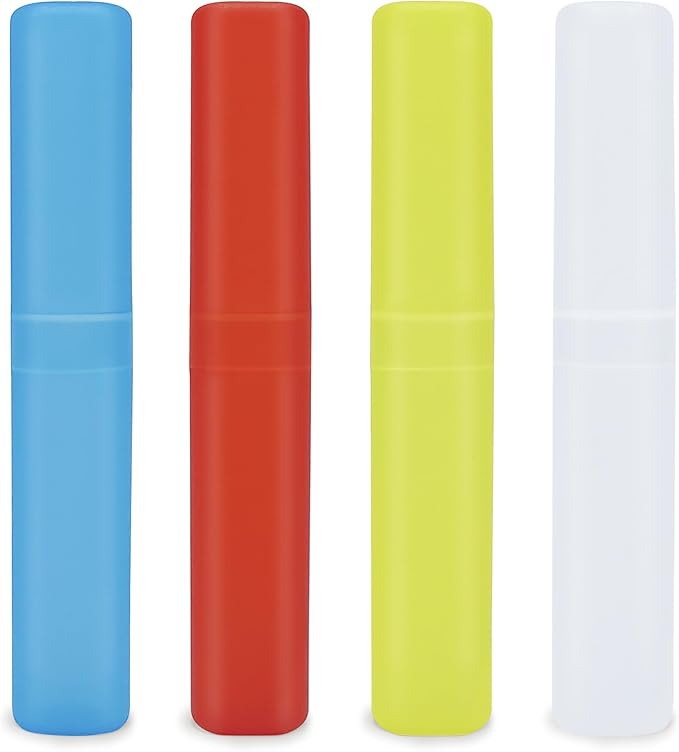 Mulbozy 4 Pack Portable Travel Toothbrush Case, Transparent Breathable Plastic Toothbrush Holder for Home, Travel, Business, Camping, School by Mulbozy