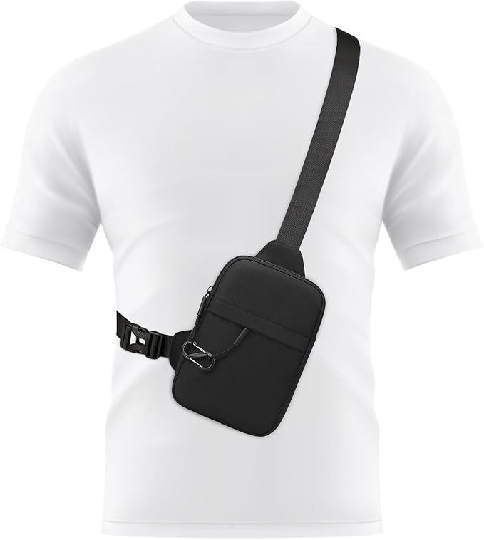 Peicees Travel Sling Bag for Men Small Crossbody Bag Anti Theft | Mini Chest Bag, Passport Bag, Water-resist Oxford, Pickpocket Theft Proof, 2.2L Compact Size, Adjustable Strap - Image 9