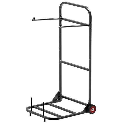 VEVOR Folding Chair Rack, 100 LBS Capacity, Heavy-Duty Chair Cart for Hanging 10 Chairs, Multi-Function Metal Chair Storage Dolly with Rubber Wheels, Push-Style Chair Holder, Matte Black - Image 9