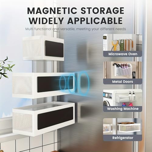 1 Pcs Magnetic Spice Rack For Refrigerator, White, 13.8''L*5.1''W*3.9''H | Strong Magnetic, 16.5-Lb Load, Hanging Shelf, Wall Mount, Kitchen Gadgets Shelves, Magnet Organization - Image 6