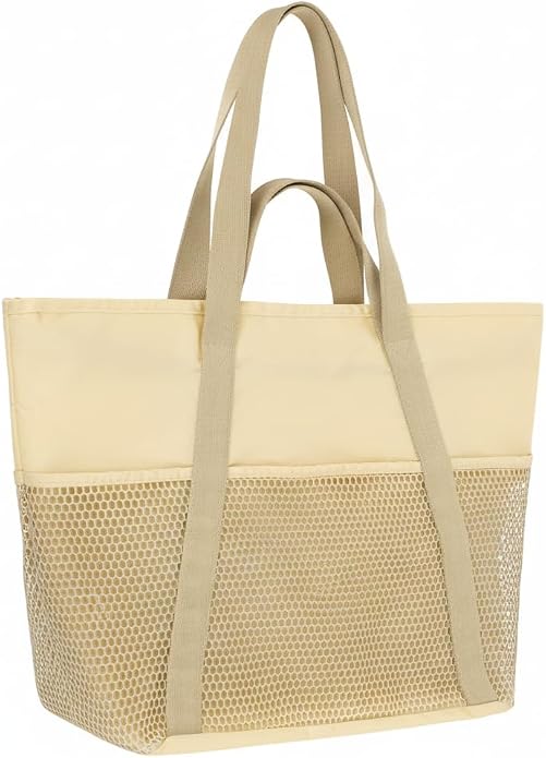 F-color Waterproof Beach Bags for Women - Machine Washable Travel Tote Bag with Zipper Cruise Swim Vacation Essentials by F-color