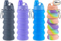 Collapsible Water Bottles 4 pack 500ML (Black+Purple+Blue+Pink) | Travel Water Bottle Portable Hiking Water Bottle with Leak proof Reusable BPA Free Silicone Water Bottles. by konlongzan