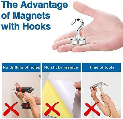 LOVIMAG Magnetic Hooks, Cruise Essentials 2026, 25 Pack-50LBS | Heavy Duty Strong Magnet Hook for Cruise Cabin, Refrigerator Fridge, Ship, Classroom, Kitchen Grills, Silver - Image 6