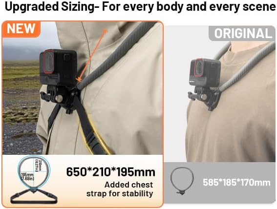 PGYTECH CapLock Action Camera Neck Mount, Quick Release POV Neck Holder | Large Size, Chest Strap, Hands-Free Vlogging for DJI OSMO Pocket 3 4/Action 6/5 Pro/Xtra Muse, Gopro, Insta360 Luna Ultra - Image 2