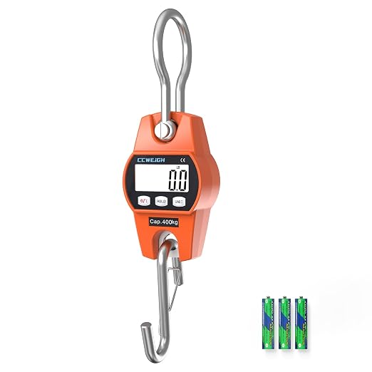 Hanging Scale Handheld 880lb/400kg Crane Scale Luggage Scale,with ABS Plastic case & Big LCD Display, Portable Digital Mini Crane Scale Fishing Scale,for Gym,Hunting,Travelling by CCWEIGH