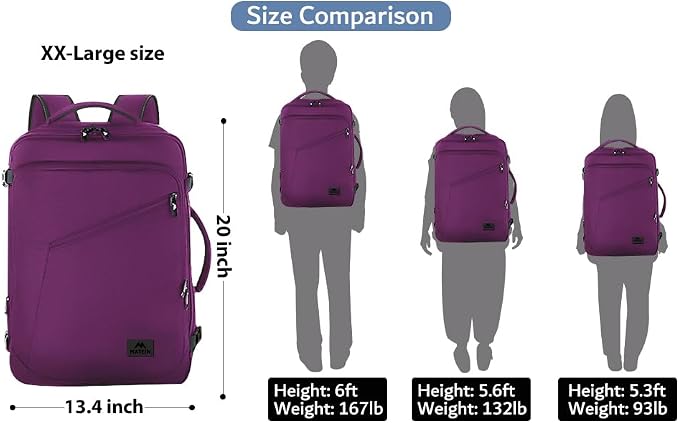 MATEIN Large Purple Travel Backpack, Expandable Airplane Backpack for Women | Carry on Backpack, Casual Daypack, Hidden Shoulder Strap, Airline Approved, Gifts for Work International Trip Travelling - Image 3