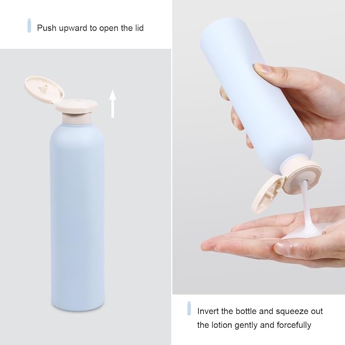 ASEVAT 8.8 oz Plastic Travel Refillable Shampoo Bottles, Empty Squeeze Bottles with Flip Cap, Travel Containers for Shampoo, Conditioner, Lotion, Cream and Liquids (4 Pcs) - Image 7