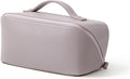 EACHY Travel Makeup Bag for Women, Flat Open Cosmetic Bag, Purple, Medium | Flat-open cosmetic organizer with pockets and clear TPU brush compartment for makeup, toiletries and travel essentials by EACHY