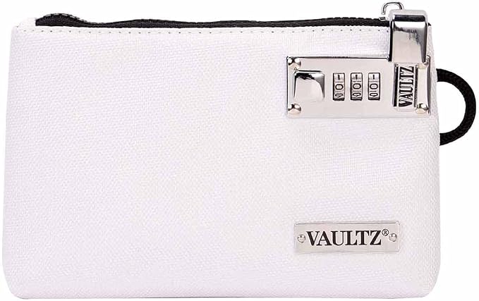 Vaultz Locking Accessories Pouch, Zippered Storage, 5 x 8 Inches, White | Compact locking pouch keeps accessories organized and secure, durable design fits easily in a bag, drawer or travel case by Vaultz
