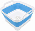 2.4 Gal(9L) Collapsible Dish Basin with Drain Plug, Space Saving Outdoor Multiuse Foldable Sink Tub, Dishpan, Kitchen Storage Tray for Camping, Vegetable Washing, RV (Blue) by Goderewild
