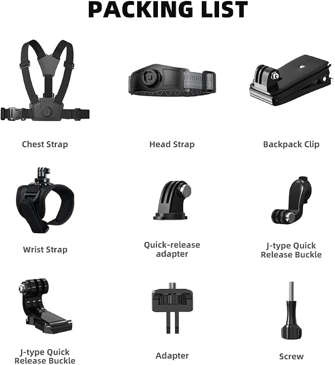 Accessories Kit for Insta 360 X5 Head Strap Mount + Chest Mount Harness + Backpack Clip Holder + 3Rotating Wrist Strap Compatible for Other Action Camera - Image 8
