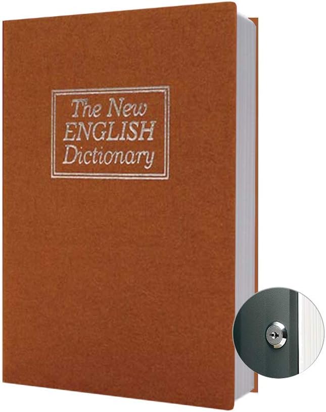 Diversion Book Safe Storage Box (Size 9.5"×6.2"×2.2") With Security Key Lock, Dictionary Secret Hidden Safe (Brown Dictionary - Key Lock) by PACOLO
