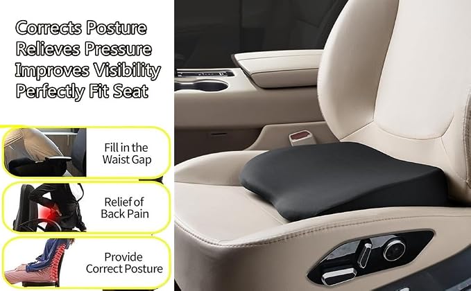 Car Seat Cushion for Driving, Car Booster Seat Cushion for Short Drivers | Portable Driver Seat Cushion to Raise Height 3.5 in,Office Chair Back Support Pillow for Lower Back Pain Relief - Image 7