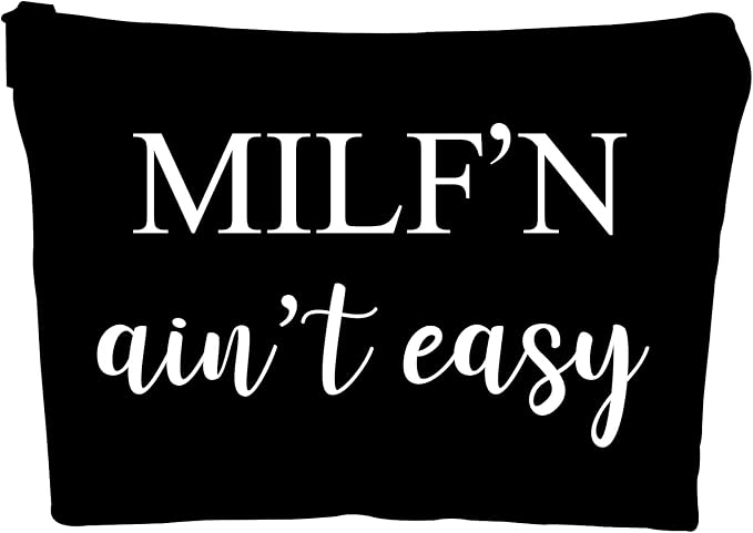 ZUYUROU Funny Makeup Bag for Mom - Sassy Cosmetic Pouch with Humorous Quote - Novelty Travel Toiletry Organizer for Women - Unique Birthday, Mother's Day Gag Gift for Wife or Girlfriend (Black) by ZUYUROU