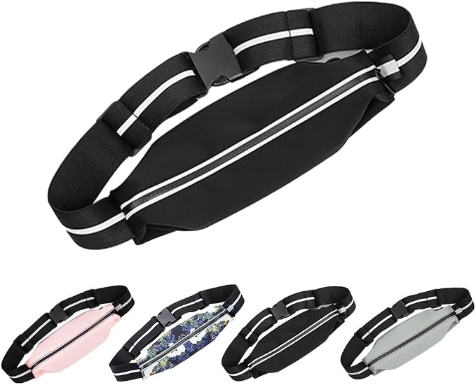 Running Belt for Men, Water Resistant Fanny Pack for Women, Cycling Exercise Travel, Reflective Strips Suitable for Night, Slim Adjustable Size Running Belt Bag for iPhone 17 16 15 Samsung (Gray) - Image 8