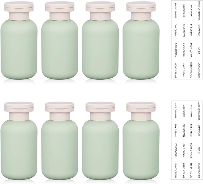 3.4 oz Plastic Small Travel Shampoo Bottles, Refillable Flip Cap Squeeze Bottles for Toiletries, Leakage-proof Travel Shampoo and Conditioner Container (8 pack) by UMETASS