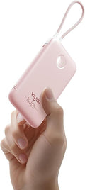 VIYISI 0.58” Slim Portable Charger Small 10000mAh with Built-in USB C Cable | PD 20W Compact Power Bank Fast Charging Battery Pack Cute Travel Essential for iPhone 17 16 15 Samsung S25 A16 Android-Pink by VIYISI