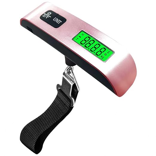 Luggage Scale, Portable Luggage Weight Scale with 2 Luggage Tags, LCD Weight Display and 4 Unit Switching Functions, 110lb Luggage Scale Travel Digital for Luggage, Travel,Backpacks, Handbags(Pink) by Unknown