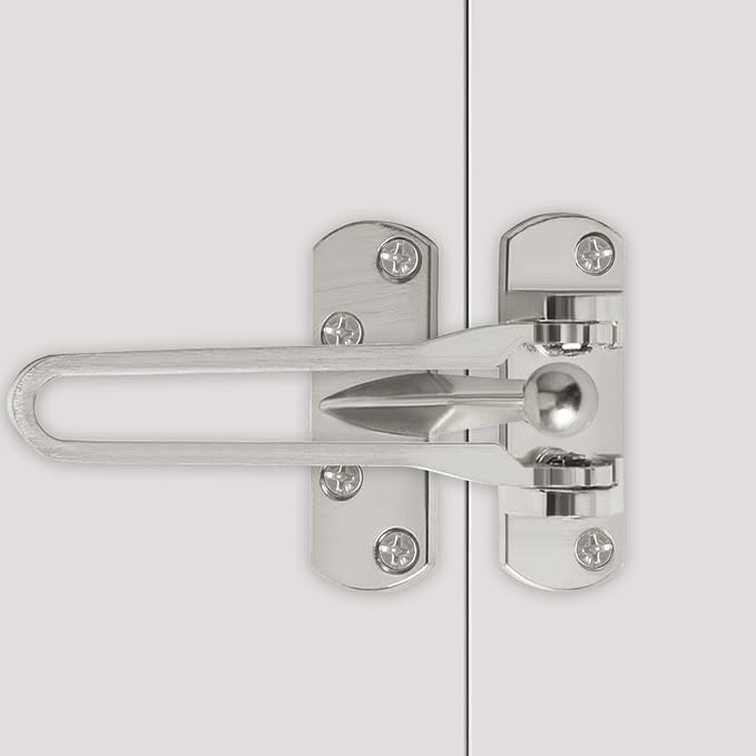 Alise Swing Bar Door Lock,Door Latch for Front Door Inside Door,Brushed | Security Door Guard Latch for Kids Safety Home Security,Hotel Latch Lock Front Door Child Lock - Image 6