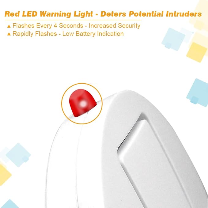 Window Alarm System 4-Pack - Ultra-Loud 120dB Alarms with Advanced Vibration Sensors - Window Security Alarms for Glass Break Detection - Features Low Battery LED Indicator - Image 4