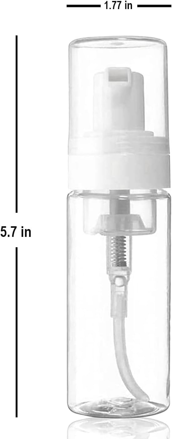 3-Pack Travel-Sized Foaming Pump Bottles - Empty Foaming Liquid Soap Dispensers - for Refillable Travel Hand Soap Shampoo Foaming Castile Cosmetics - BPA Free (100ml/3.3oz) (Clear) - Image 7