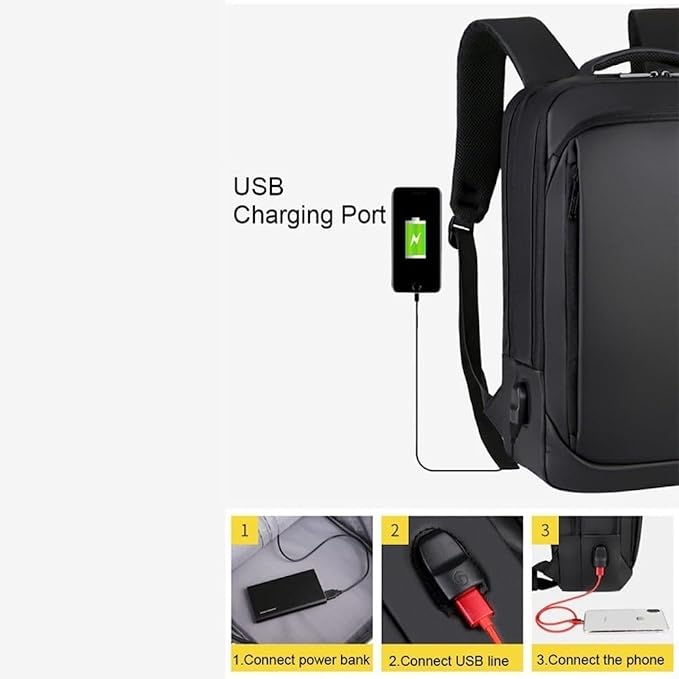 Laptop Backpack, Business Anti Theft Slim Sturdy Laptops Backpack with USB Charging Port, Water Resistant Travel Backpack Computer Bag Gifts for Men & Women Fits 15.6 Inch Notebook-Black - Image 4