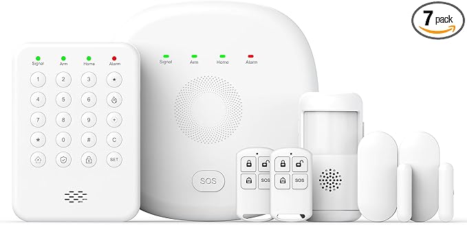 2026 Home Security System, 7-Piece Wireless Smart Alarm System Kit with Instant App Alerts & WiFi+GSM/4G,Mobile App Control,Door/Window Sensors,Remote,Motion Detectors,Compatible with Alexa by PGST